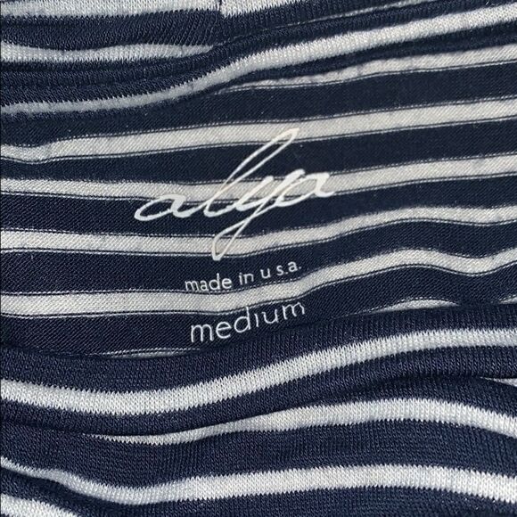 ALYA Navy and White Stripe Ruffle Sleeve Top-M - Picture 4 of 4